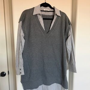 Gray Striped Mini Dress